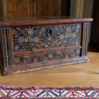 Hand Painted Folk Art Coffer Chest with A Floral Design