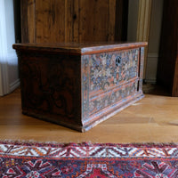 Hand Painted Folk Art Coffer Chest with A Floral Design