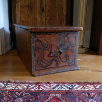 Hand Painted Folk Art Coffer Chest with A Floral Design