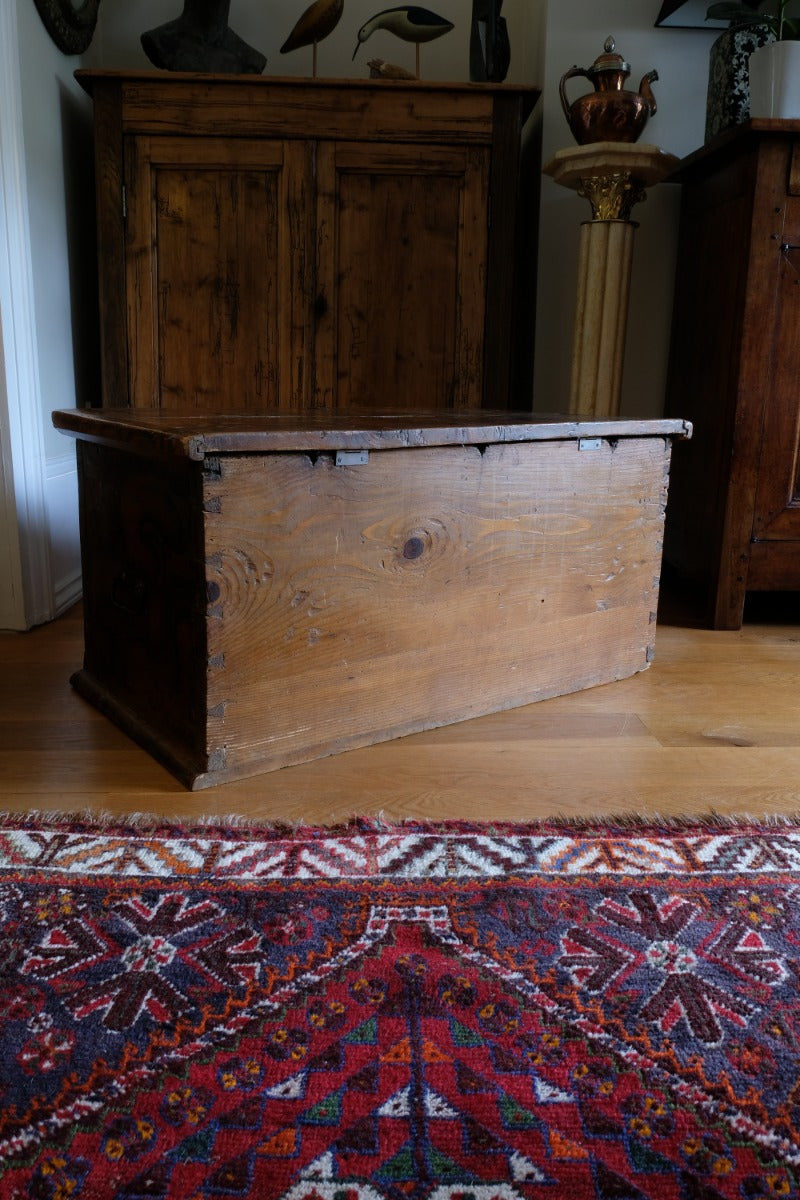 Hand Painted Folk Art Coffer Chest with A Floral Design