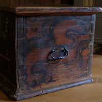 Hand Painted Folk Art Coffer Chest with A Floral Design