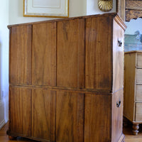 Back panel construction on the  Camphor Wood Campaign Secretaire Chest by Phelps Ltd. with Fitted Writing Desk and Original Label