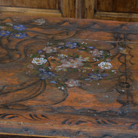 Hand Painted Folk Art Coffer Chest with A Floral Design