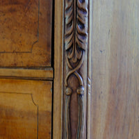 Fine PILASTER CARVING ON A Camphor Wood Campaign Secretaire Chest by Phelps Ltd. with Fitted Writing Desk and Original Label