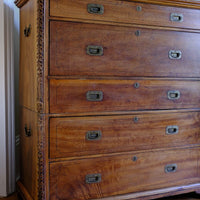 Camphor Wood Campaign Secretaire Chest by Phelps Ltd. with Fitted Writing Desk and Original Label