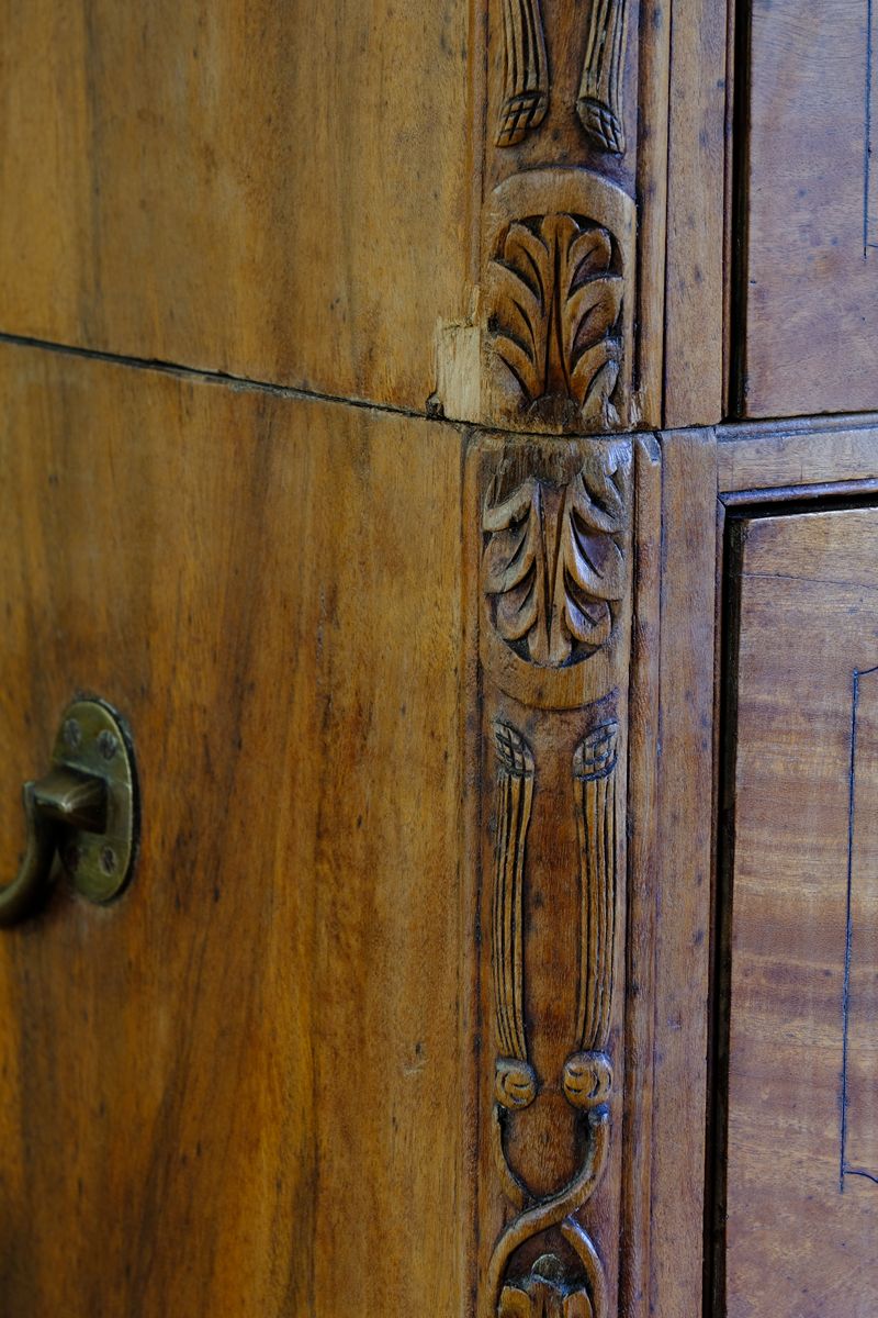 Camphor Wood Campaign Secretaire Chest by Phelps Ltd. with Fitted Writing Desk and Original Label