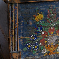 Hand-Painted Folk Art Storage Coffer Raised On Legs