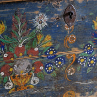 Hand-Painted Folk Art Storage Coffer Raised On Legs