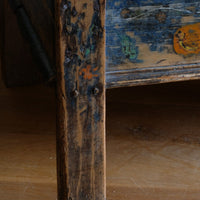 Hand-Painted Folk Art Storage Coffer Raised On Legs