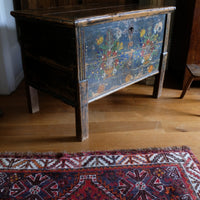 Hand-Painted Folk Art Storage Coffer Raised On Legs