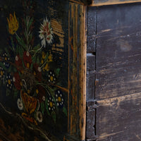 Hand-Painted Folk Art Storage Coffer Raised On Legs