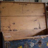 Hand-Painted Folk Art Storage Coffer Raised On Legs