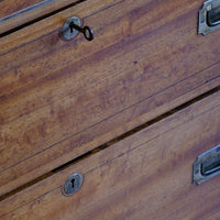 complete with key - Camphor Wood Campaign Secretaire Chest by Phelps Ltd. with Fitted Writing Desk and Original Label