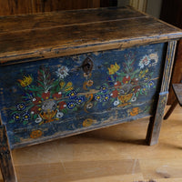 Hand-Painted Folk Art Storage Coffer Raised On Legs