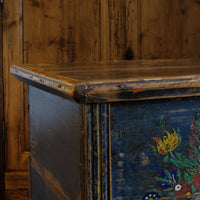 Hand-Painted Folk Art Storage Coffer Raised On Legs