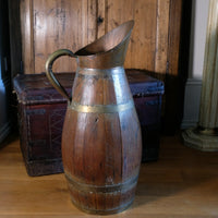 19th Century Large Oak & Brass Cider Jug Stick Stand