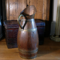 19th Century Large Oak & Brass Cider Jug Stick Stand