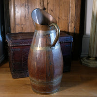 19th Century Large Oak & Brass Cider Jug Stick Stand