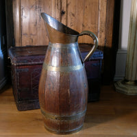 19th Century Large Oak & Brass Cider Jug Stick Stand