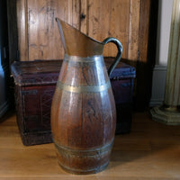 19th Century Large Oak & Brass Cider Jug Stick Stand