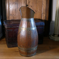 19th Century Large Oak & Brass Cider Jug Stick Stand