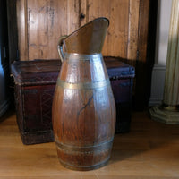 19th Century Large Oak & Brass Cider Jug Stick Stand