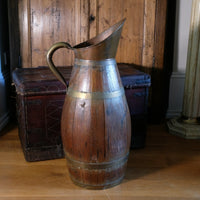 19th Century Large Oak & Brass Cider Jug Stick Stand