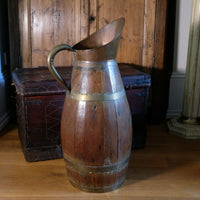 19th Century Large Oak & Brass Cider Jug Stick Stand