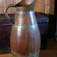 19th Century Large Oak & Brass Cider Jug Stick Stand