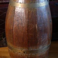 19th Century Large Oak & Brass Cider Jug Stick Stand