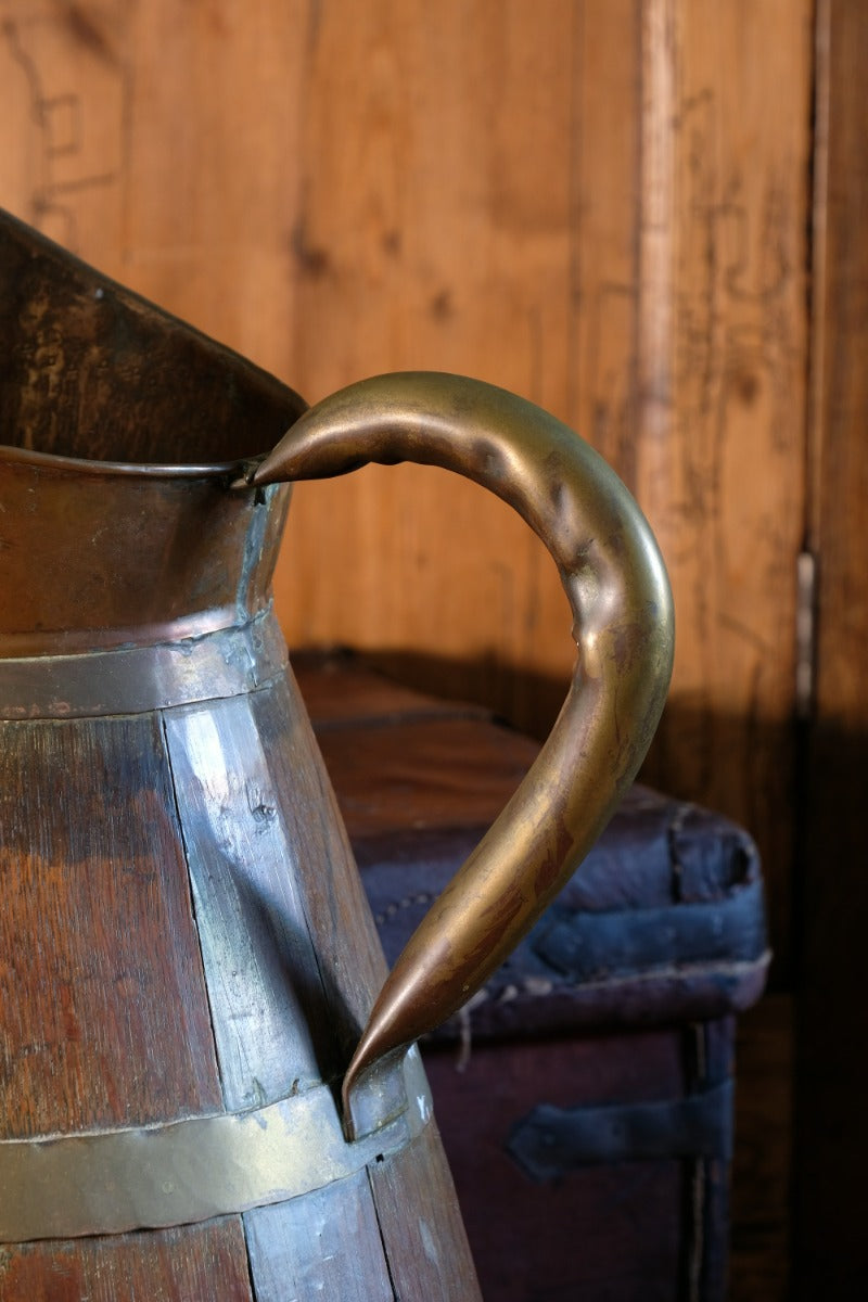 19th Century Large Oak & Brass Cider Jug Stick Stand