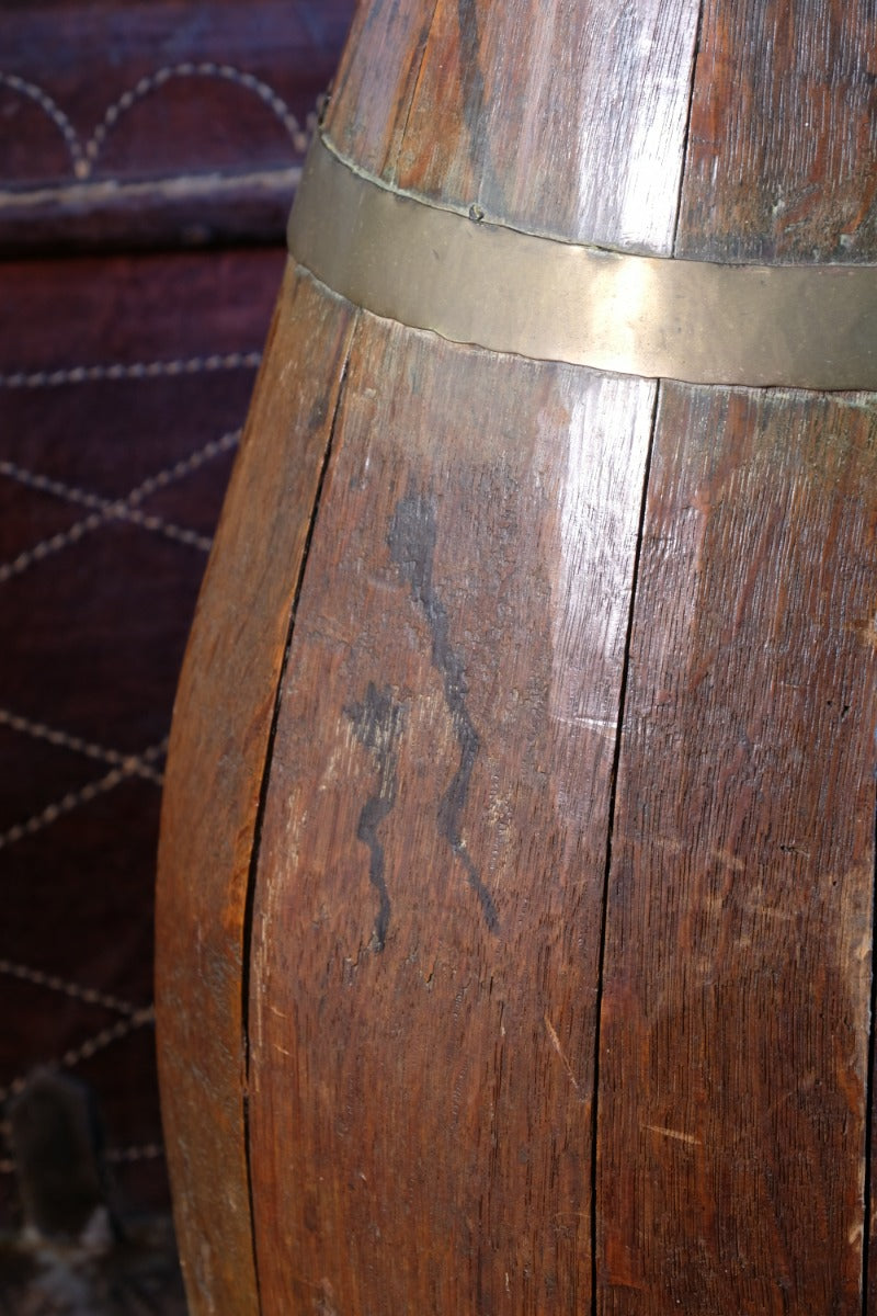 19th Century Large Oak & Brass Cider Jug Stick Stand