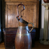 19th Century Large Oak & Brass Cider Jug Stick Stand