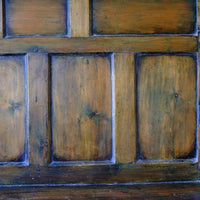 19th Century Welsh Oak Settle Bench with Painted Panels and Storage Chest