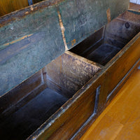 19th Century Welsh Oak Settle Bench with Painted Panels and Storage Chest