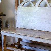 19th Century Gothic Painted Pine Hall Bench with Gothic Fretwork and Original Painted Finish