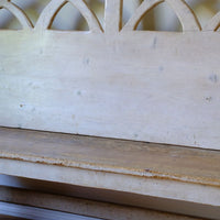 Gothis arch on a 19th Century Gothic Painted Pine Hall Bench with Gothic Fretwork and Original Painted Finish