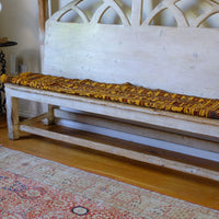 19th Century Gothic Painted Pine Hall Bench with Gothic Fretwork and Original Painted Finish
