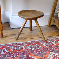 19th Century Vernacular Three Legged Sycamore Dairy Stool with Dished Seat