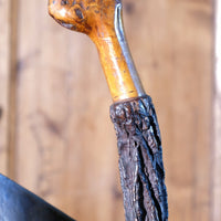 Folk Art Elm Bark Hedgerow Walking Stick