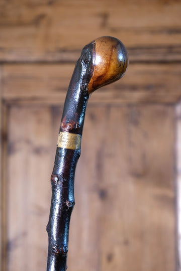 Folk Art Hawthorn Walking Stick Dated 1955