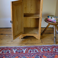 inside the Late Victorian pine marble top bedside cupboard with Carrara marble and concealed brass pivot hinges