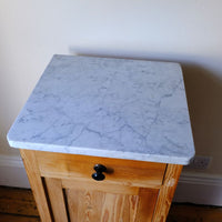 Late Victorian Pine Marble Top Bedside Cupboard