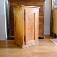 Early 20th Century Pitch Pine Single Door Larder Cupboard with Lift-Off Hinges and Original Sprung Latch