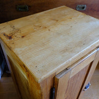 View of the pitch pine top on an Early 20th Century Pitch Pine Single Door Larder Cupboard with Lift-Off Hinges and Original Sprung Latch