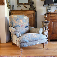 Howard & Son Style Armchair With A Suzani Kilim Fabric