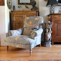 Howard & Son Style Armchair With A Suzani Kilim Fabric