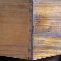 dovetail joints on a Late Georgian Anglo-Chinese Padauk Chest of Drawers with Mitred Face Frame and Original Brass Side Carrying Handles