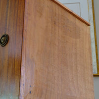 Late Georgian Anglo-Chinese Padauk Chest of Drawers with Mitred Face Frame and Original Brass Side Carrying Handles