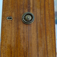 Late Georgian Anglo-Chinese Padauk Chest of Drawers with Mitred Face Frame and Original Brass Side Carrying Handles